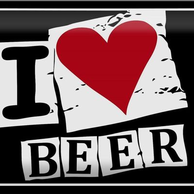 Blechschild 30x20cm Bier I Love Beer