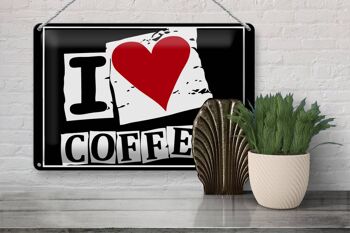 Plaque en tôle café 30x20cm I love Coffee, décoration murale 3