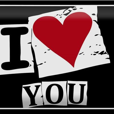 Tin sign saying 30x20cm I Love You Heart