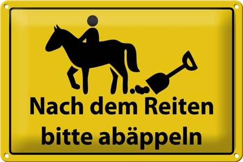 Blechschild Hinweis 30x20cm Nach Reiten bitte abäppeln