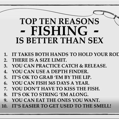 Blechschild Angeln 30x20cm Top 10 reasons Fishing is better