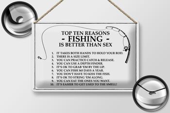 Panneau en étain Pêche 30x20cm Top 10 raisons pour lesquelles la pêche est meilleure 2