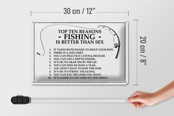 Panneau en étain Pêche 30x20cm Top 10 raisons pour lesquelles la pêche est meilleure 4