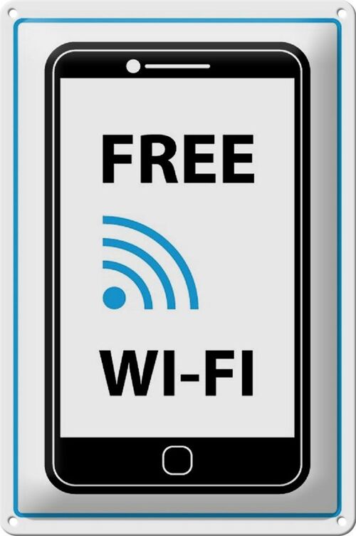 Blechschild Hinweis 20x30cm Free WI-FI (Handy)