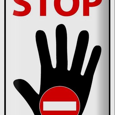 Metal sign notice stop hand 20x30cm