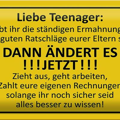 Tin sign saying 30x20cm Love Teenager - CHANGE IT