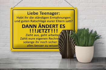 Plaque en tôle disant 30x20cm Love Teens - CHANGES IT 3