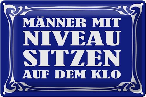 Blechschild Spruch 30x20cm Männer Niveau sitzen auf Klo