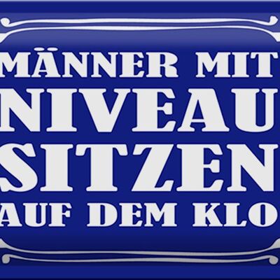 Blechschild Spruch 30x20cm Männer Niveau sitzen auf Klo