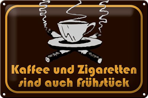 Blechschild Kaffee Zigaretten 30x20cm Frühstück