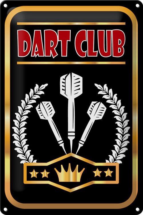 Blechschild Dart Club 20x30cm König Dartspiel Spaß