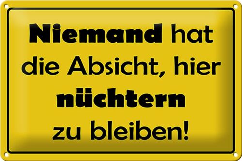 Blechschild Spruch 30x20cm Keine Absicht nüchtern zu bleiben