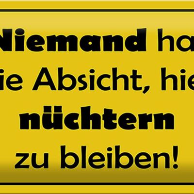 Blechschild Spruch 30x20cm Keine Absicht nüchtern zu bleiben