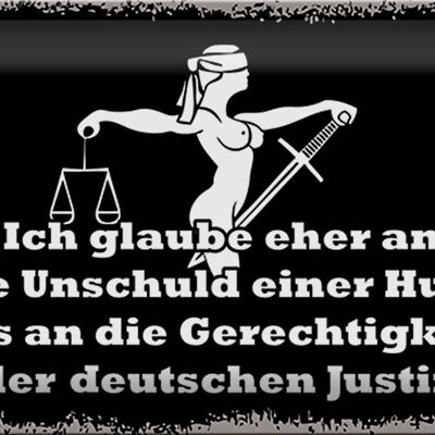Blechschild Spruch 30x20cm Glaube eher an Unschuld einer Hure