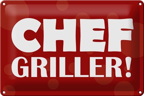 Blechschild Spruch 30x20cm Chef Griller BBQ Grill