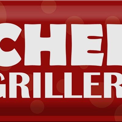 Targa in metallo con scritta "Chef Griller BBQ Grill" 30x20 cm