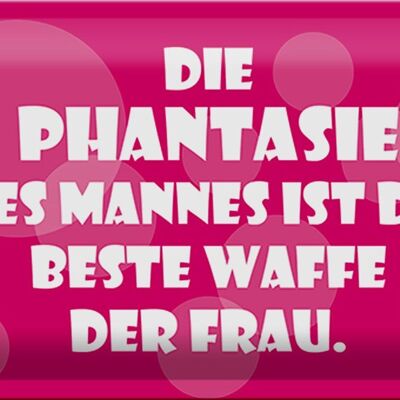 Blechschild Spruch 30x20cm Beste Waffe der Frau Phantasie