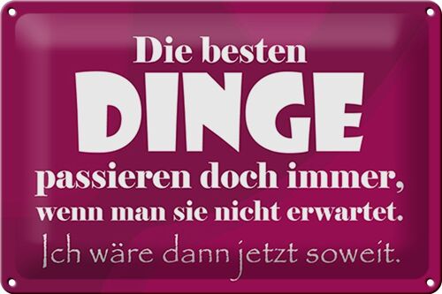 Blechschild Spruch 30x20cm Die besten Dinge nicht erwartet