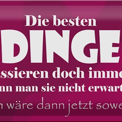 Blechschild Spruch 30x20cm Die besten Dinge nicht erwartet