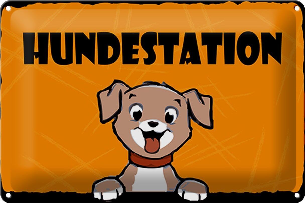 Targa in metallo cane 30x20 cm decorazione murale stazione per cani