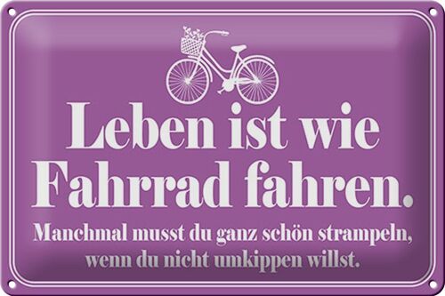 Blechschild Spruch 30x20cm Leben ist wie Fahrrad fahren