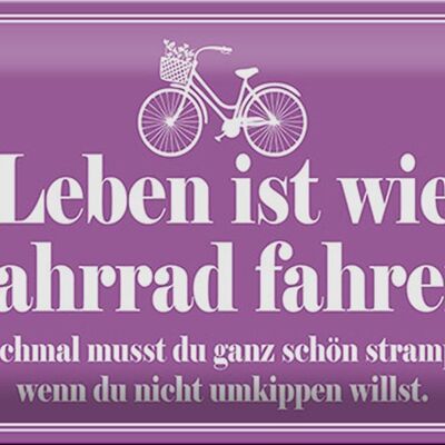 Blechschild Spruch 30x20cm Leben ist wie Fahrrad fahren