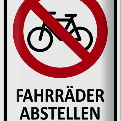 Targa in lamiera avvertenza 20x30cm divieto di parcheggio biciclette