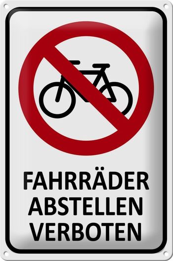 Panneau en tôle avertissement 20x30cm stationnement vélos interdit 1
