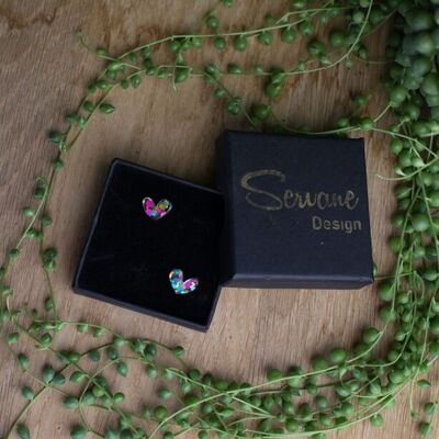 Stud earrings - Heart - multicolored confetti