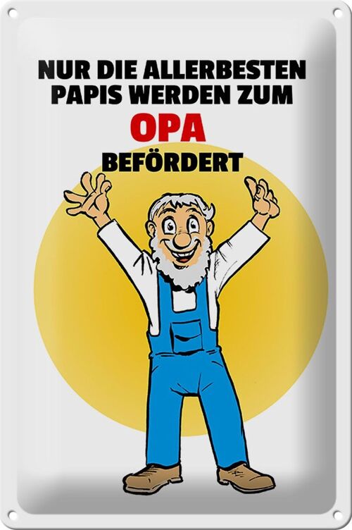 Blechschild Spruch 20x30cm Papis werden zum Opa befördert