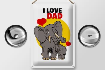 Plaque en tôle disant 20x30cm J'aime papa (éléphants) 2