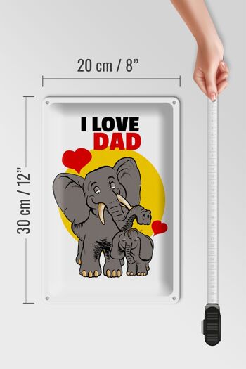 Plaque en tôle disant 20x30cm J'aime papa (éléphants) 4