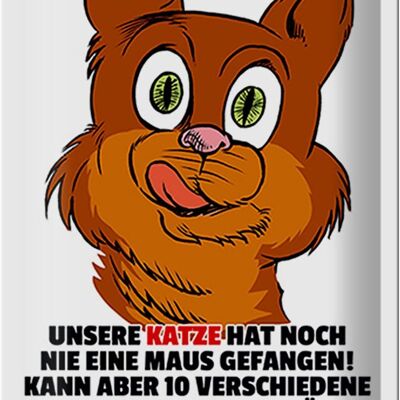 Blechschild Spruch 20x30cm Katze hat noch nie Maus gefangen