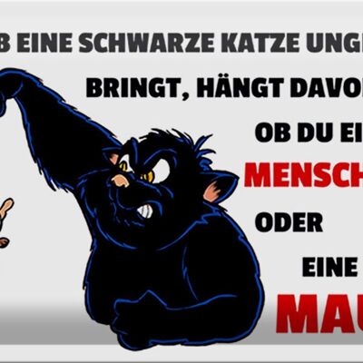 Blechschild Spruch 30x20cm Ob schwarze Katze Unglück bringt