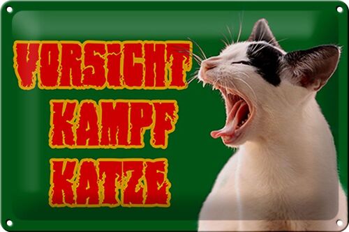 Blechschild Spruch 30x20cm Vorsicht Kampfkatze