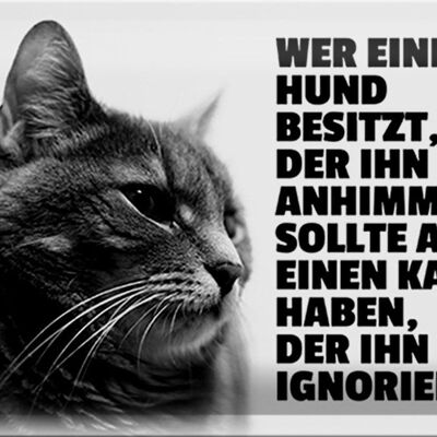 Blechschild Spruch 30x20cm wer Hund hat soll Kater haben