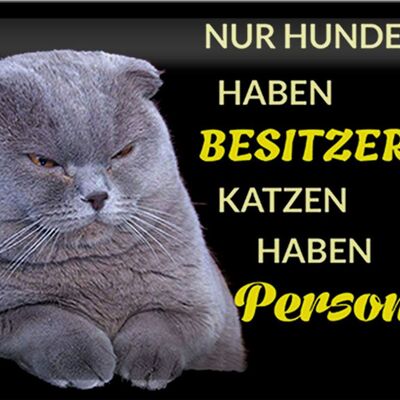 Blechschild Spruch 30x20cm Hund hat Besitzer Katze Personal