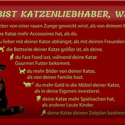 Blechschild Spruch 30x20cm du bist Katzenliebhaber wenn