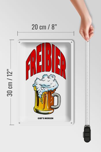 Plaque en tôle 20x30cm Bière gratuite demain (chope à bière) 4