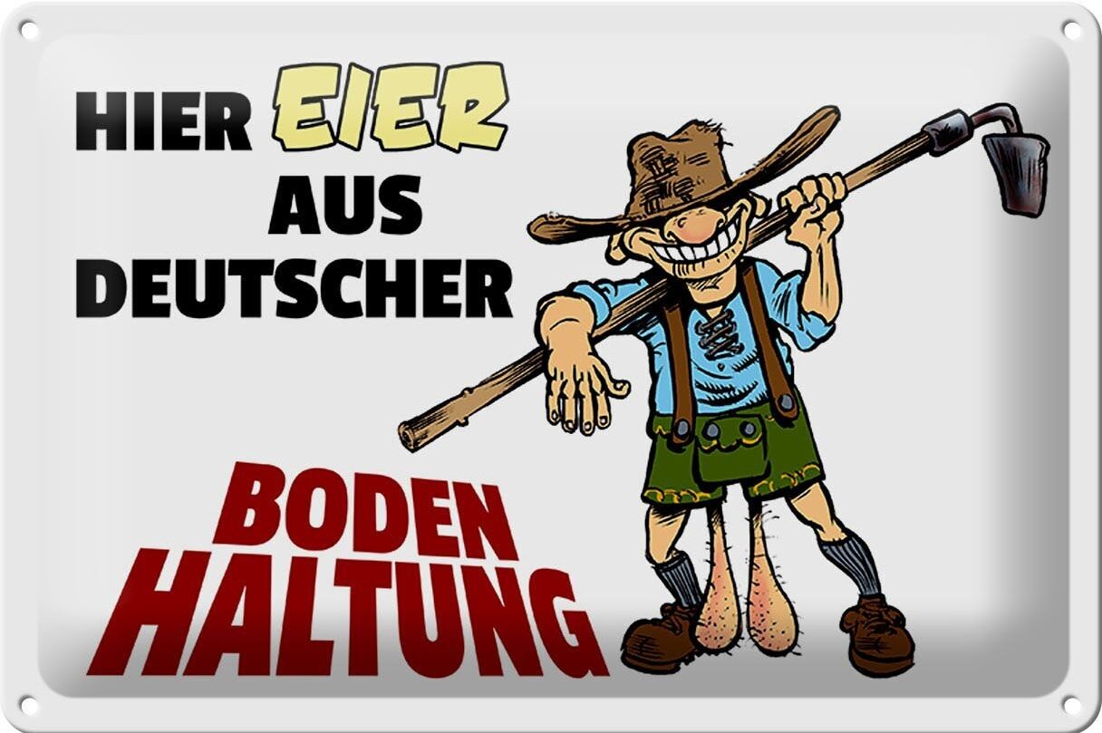 Blechschild Spruch 30x20cm hier Eier aus deutscher Bodenhaltung