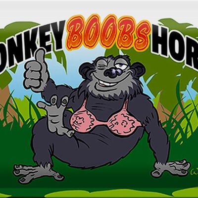 Blechschild Spruch 30x20cm Monkey Boobs Horny Affe im BH