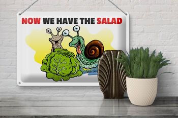 Plaque en tôle 30x20cm Maintenant, nous avons les escargots à salade 3