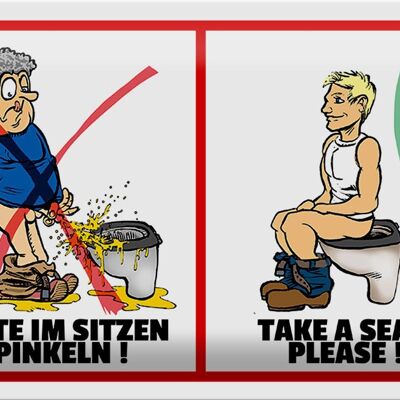 Metal sign WC 30x20cm Toilet Please pee while sitting