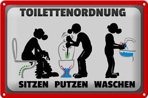 Blechschild Toilettenordnung 30x20cm sitzen putzen waschen