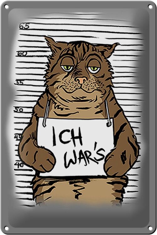 Blechschild Katze 20x30cm Ich war's Mugshot Polizeifoto