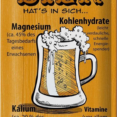 Cartel de chapa 20x30cm La cerveza tiene vitaminas.