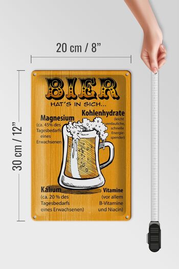 Plaque en tôle 20x30cm La bière contient des vitamines 4