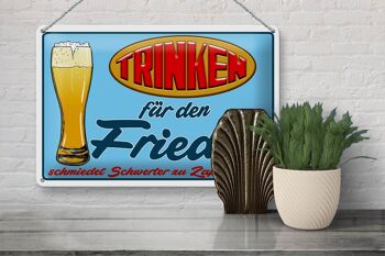 Plaque en tôle 30x20cm Drink for Peace Beer 3