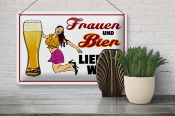 Plaque en tôle disant 30x20cm Nous aimons les femmes et la bière 3