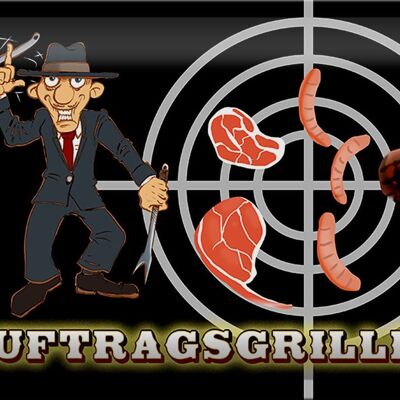 Metal sign grilling 30x20cm contract griller meat
